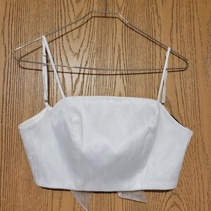 Lulu's Elegant Ivory Tie Back Cami Crop Top
